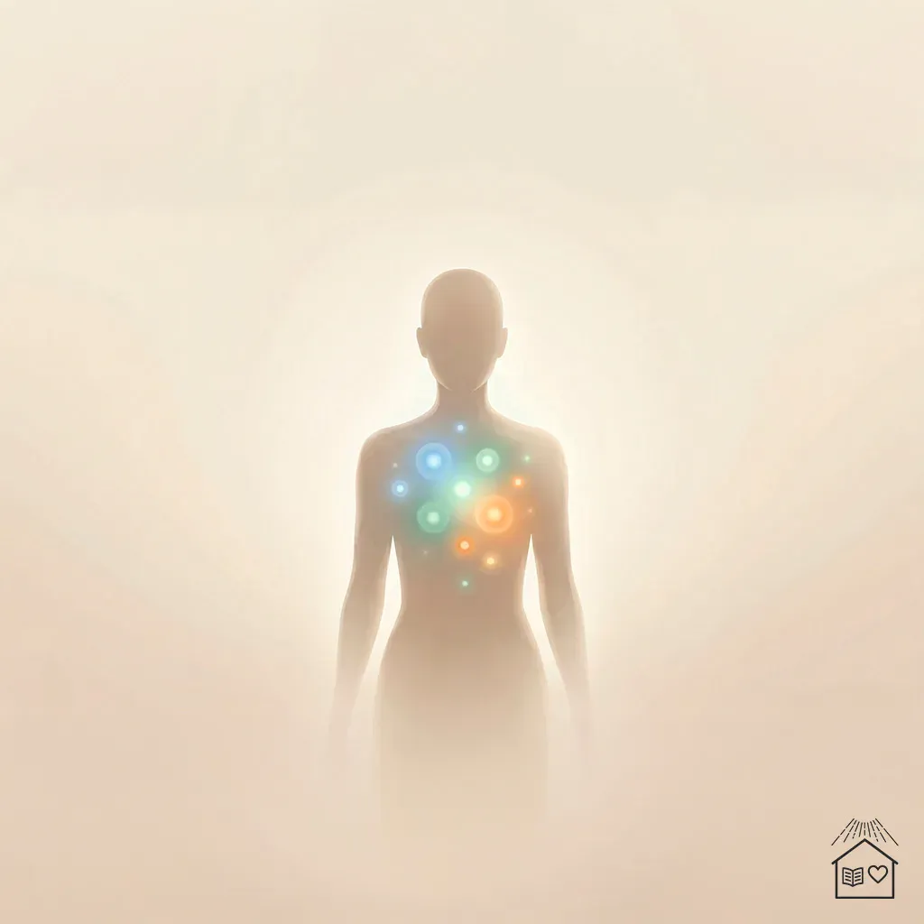 Prática do bem e neurociência — luz interior representando saúde emocional e bem-estar