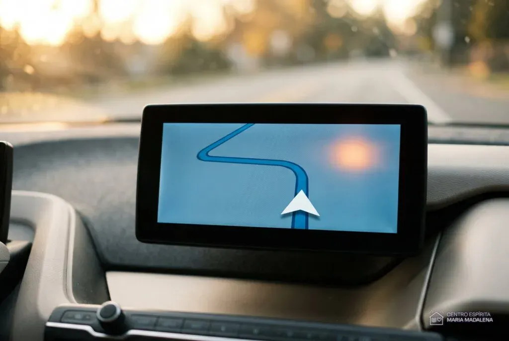 tela de GPS recalculando a rota, imagem do recomeço no autoamor no espiritismo