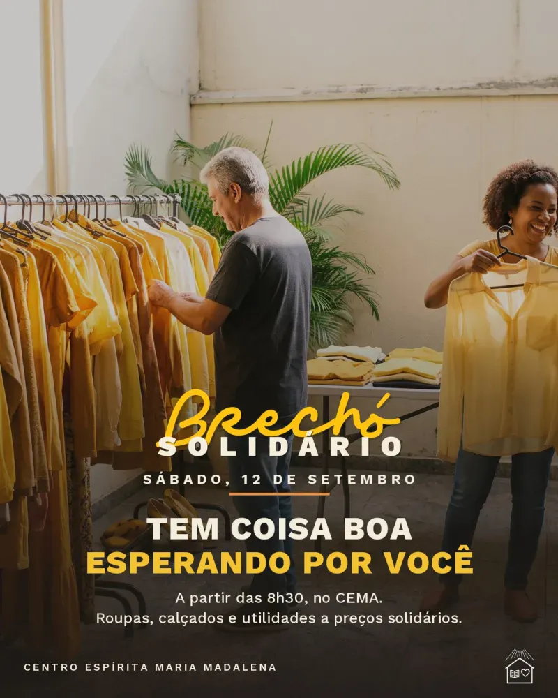 Sábado tem Brechó Solidário no CEMA, com arara amarela