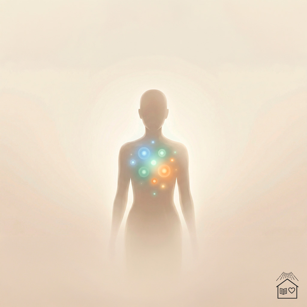 Prática do bem e neurociência — luz interior representando saúde emocional e bem-estar