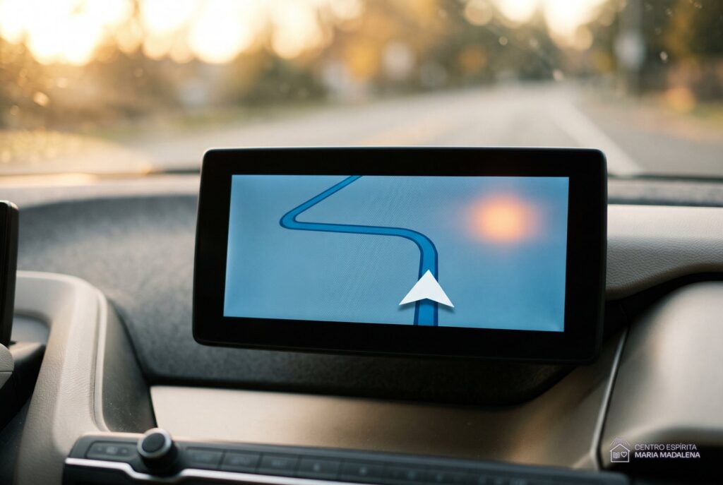 tela de GPS recalculando a rota, imagem do recomeço no autoamor no espiritismo