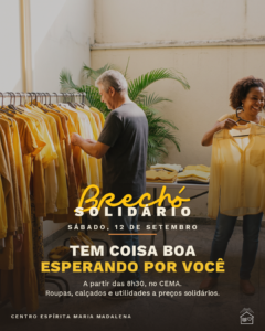 Sábado tem Brechó Solidário no CEMA, com arara amarela